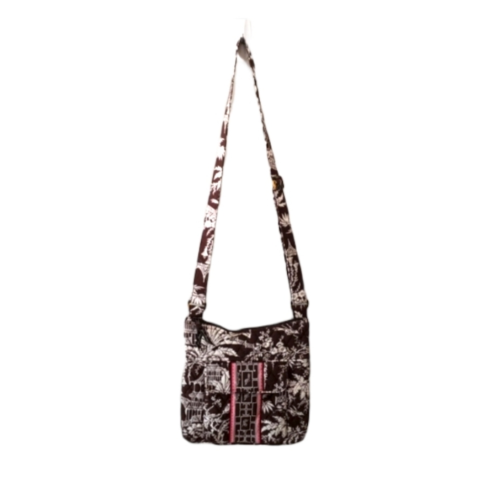 Vera Bradley brown and pink hipster crossbody bag